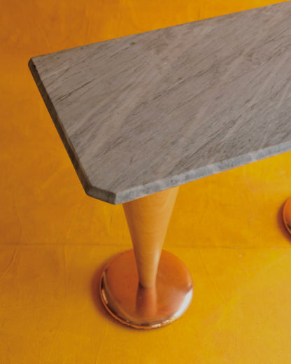 ART DECO TURNED OAK & MARBLE CONSOLE
