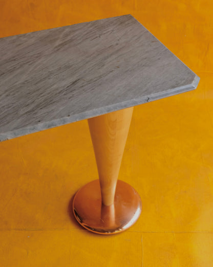 ART DECO TURNED OAK & MARBLE CONSOLE
