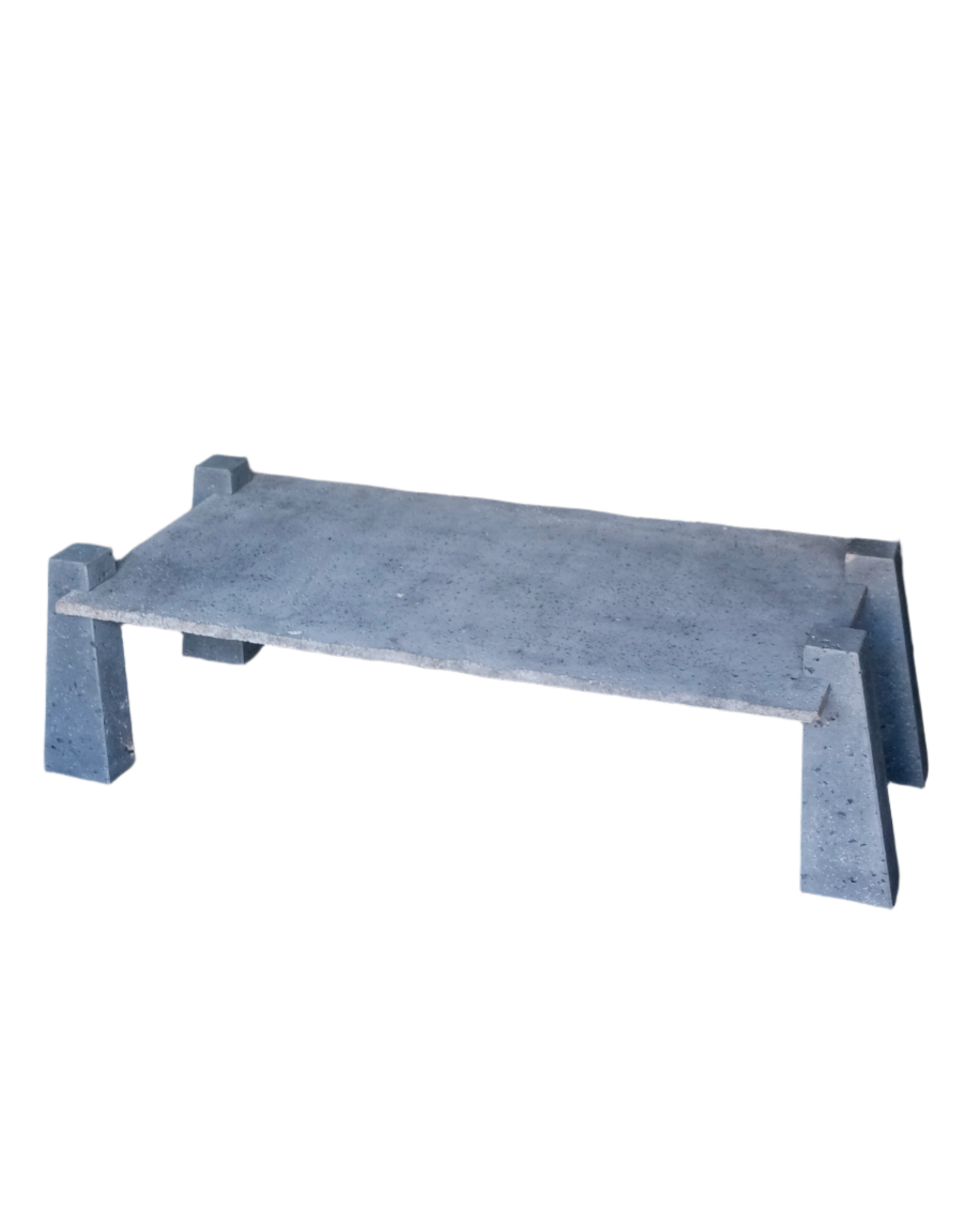 RAW EDGE STONE COFFEE TABLE w. PILLAR INSET BASE