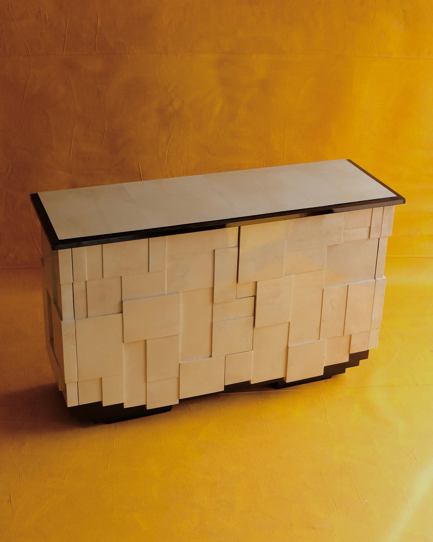 GEOMETRIC PARCHMENT TWO DOOR CONSOLE