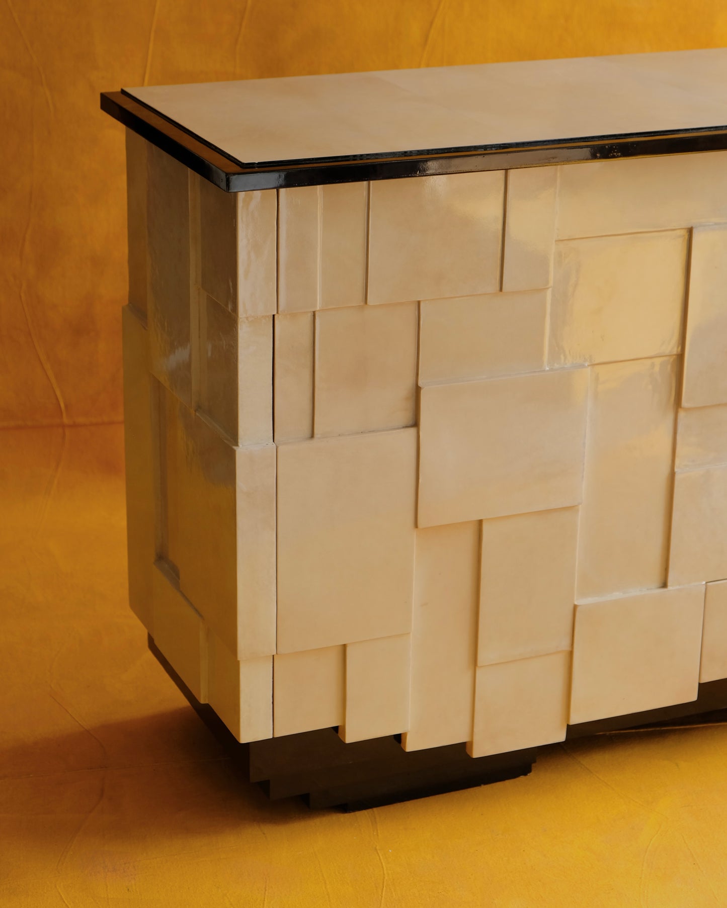 GEOMETRIC PARCHMENT TWO DOOR CONSOLE
