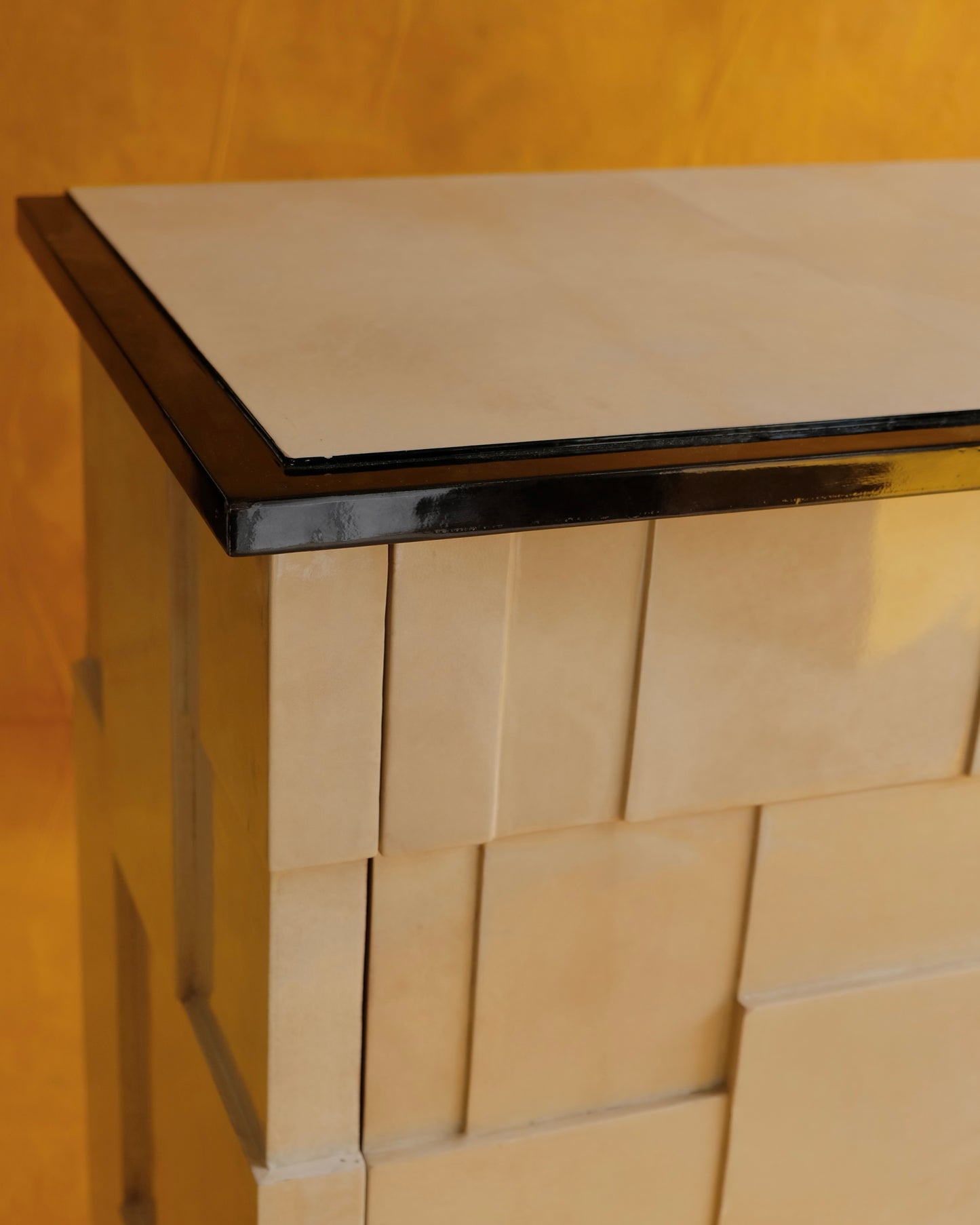 GEOMETRIC PARCHMENT TWO DOOR CONSOLE
