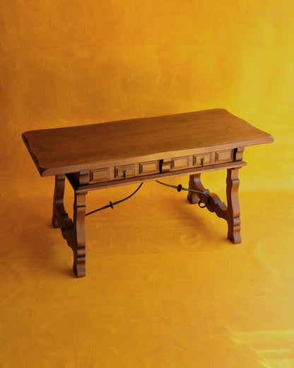 SPANISH HAND CARVED TWIN DRAWER DESK