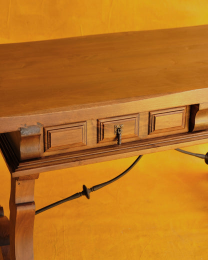 SPANISH HAND CARVED TWIN DRAWER DESK