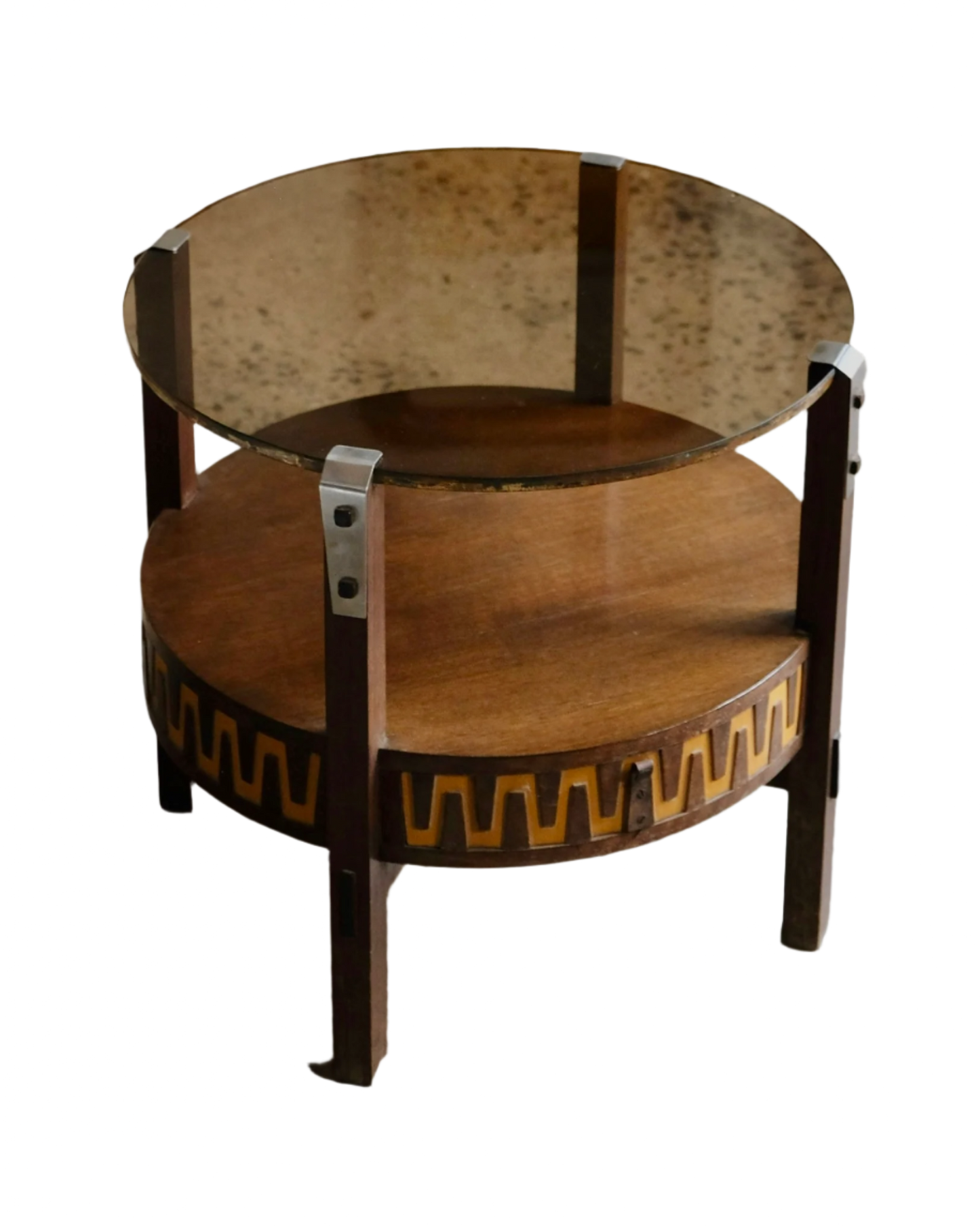 SPANISH GLASS TOP SIDE TABLES w. DRAWER