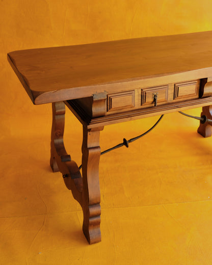 SPANISH HAND CARVED TWIN DRAWER DESK
