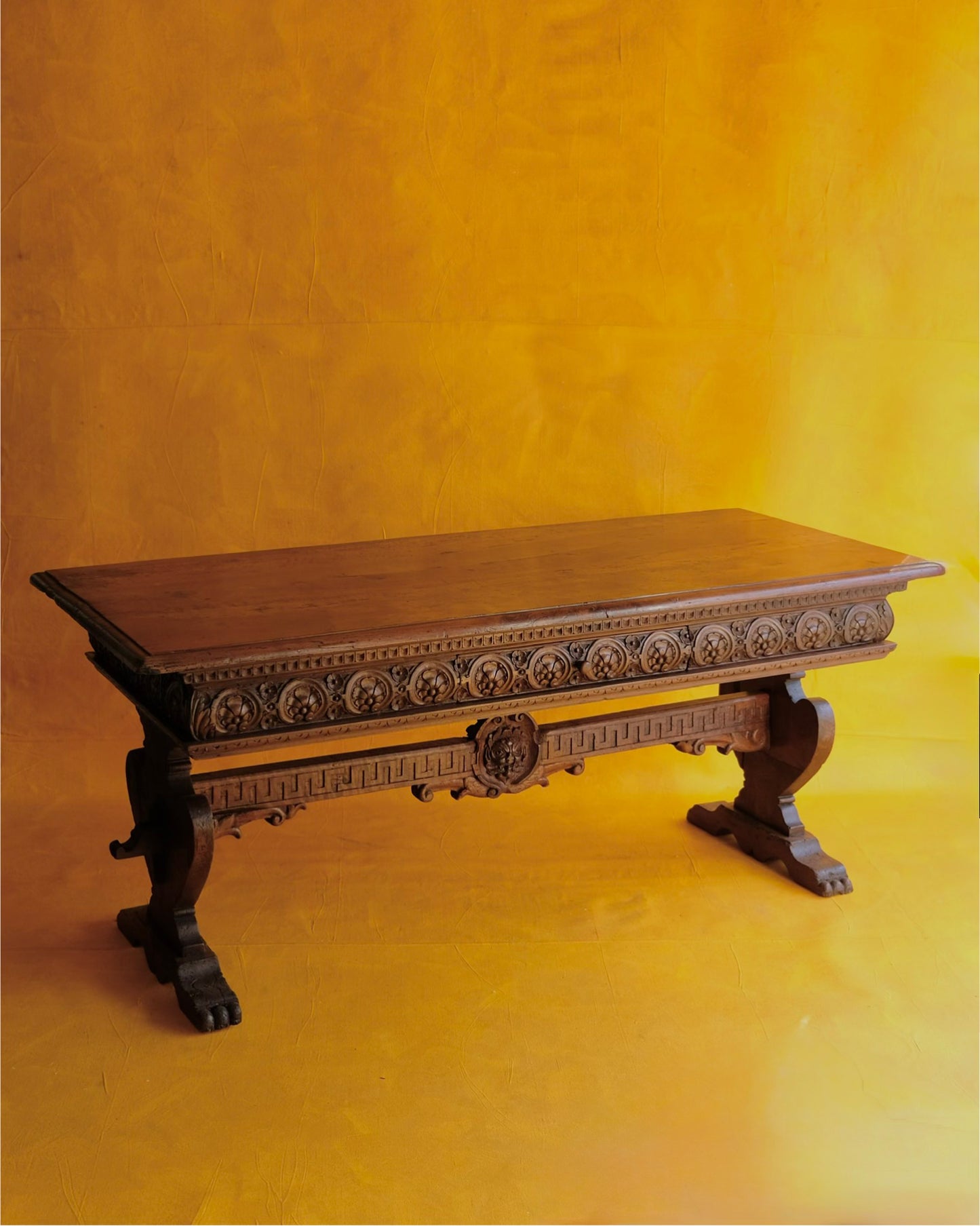 ILLUSTRATED FLORAL HAND CARVED FRENCH CONSOLE
