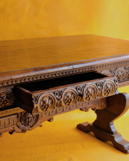 ILLUSTRATED FLORAL HAND CARVED FRENCH CONSOLE