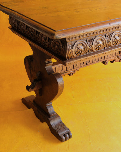 ILLUSTRATED FLORAL HAND CARVED FRENCH CONSOLE