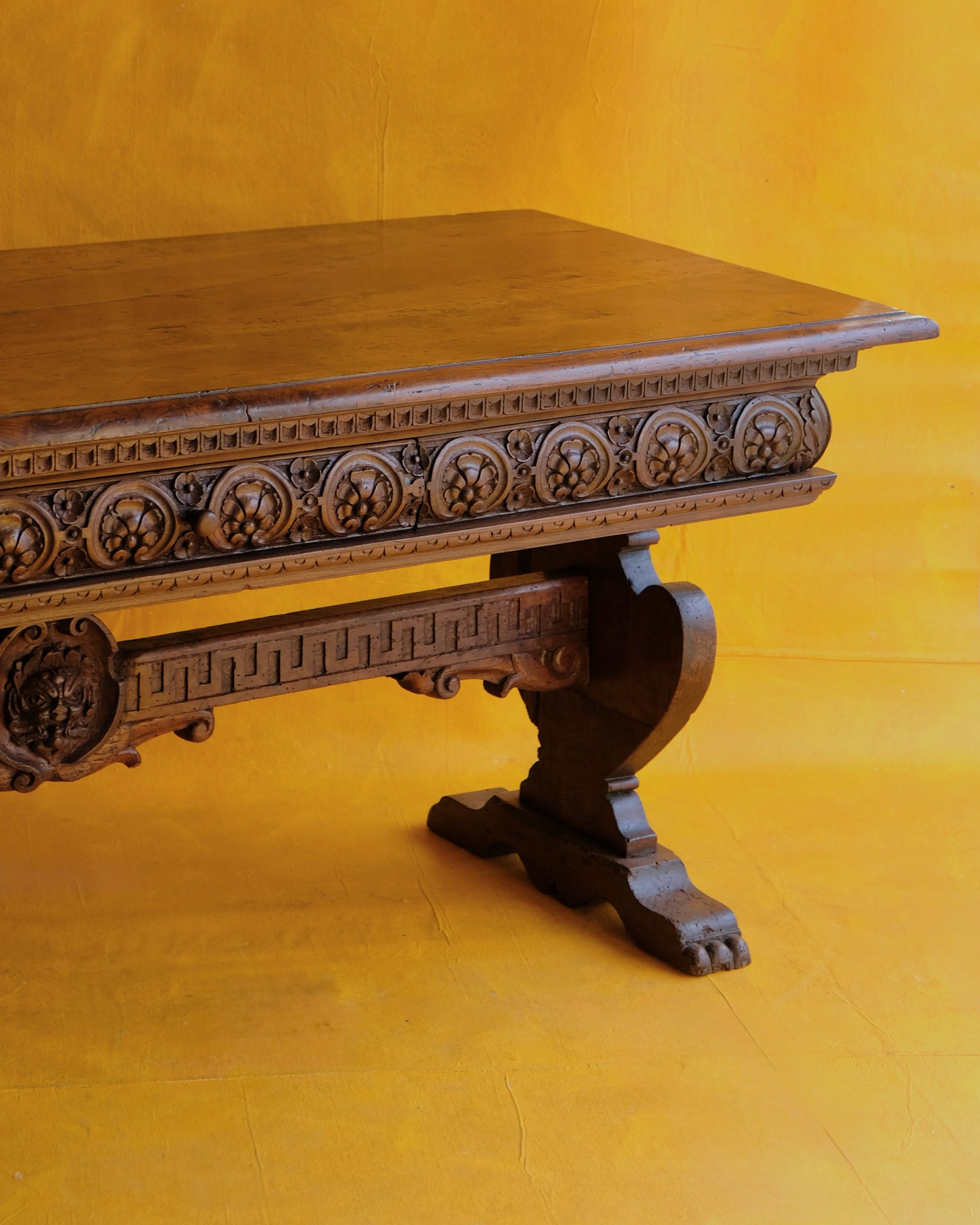 ILLUSTRATED FLORAL HAND CARVED FRENCH CONSOLE