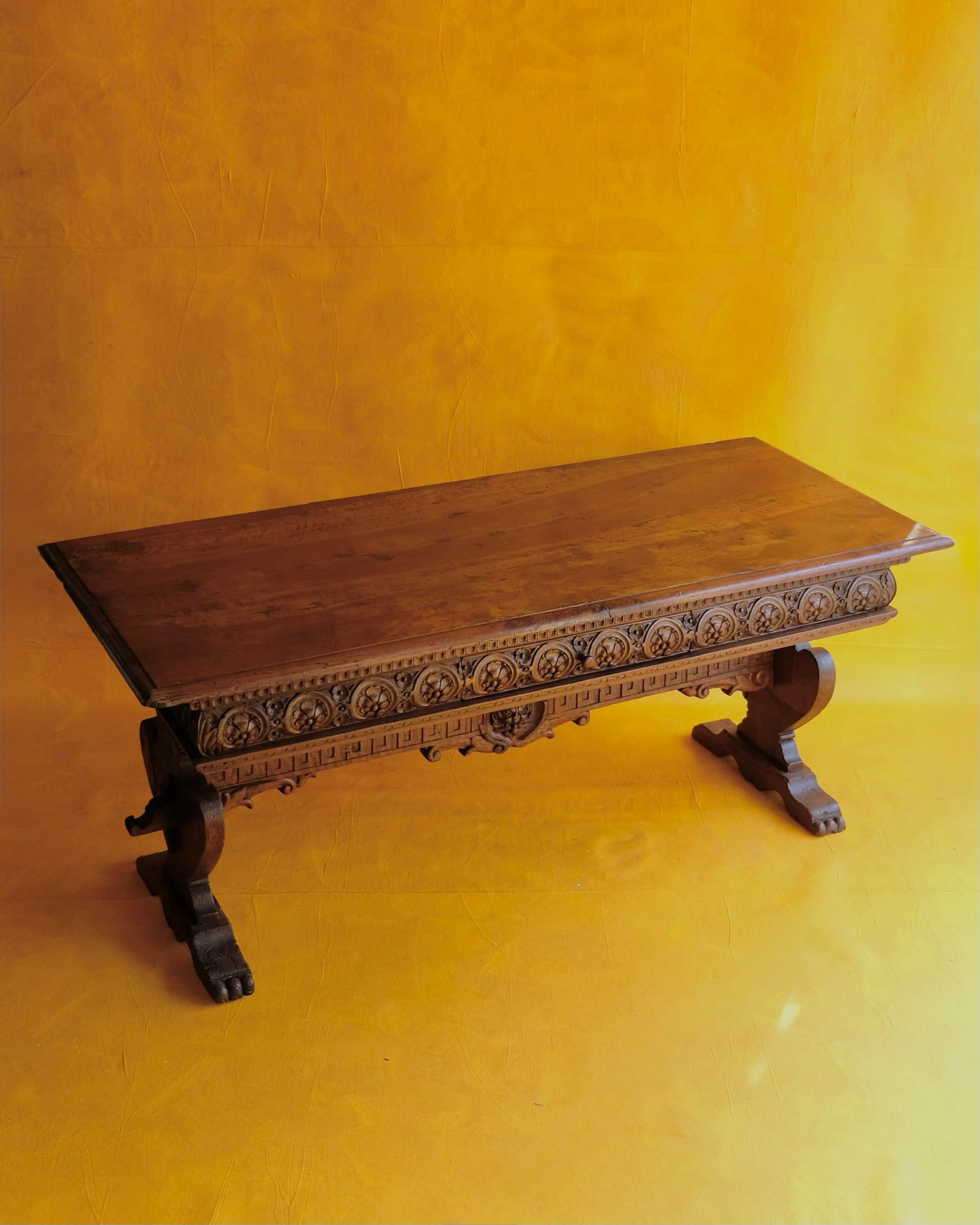 ILLUSTRATED FLORAL HAND CARVED FRENCH CONSOLE