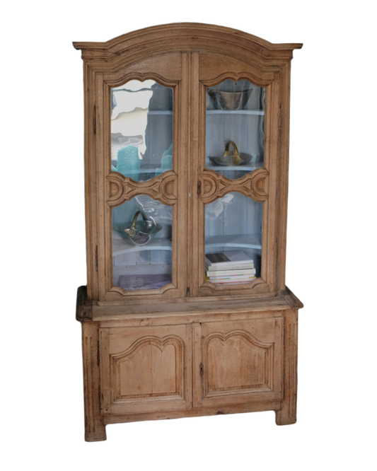 TALL FRENCH OAK BUFFET w. STORAGE