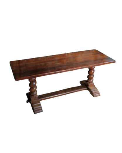 WALNUT SPANISH CONSOLE w. TWIST LEG