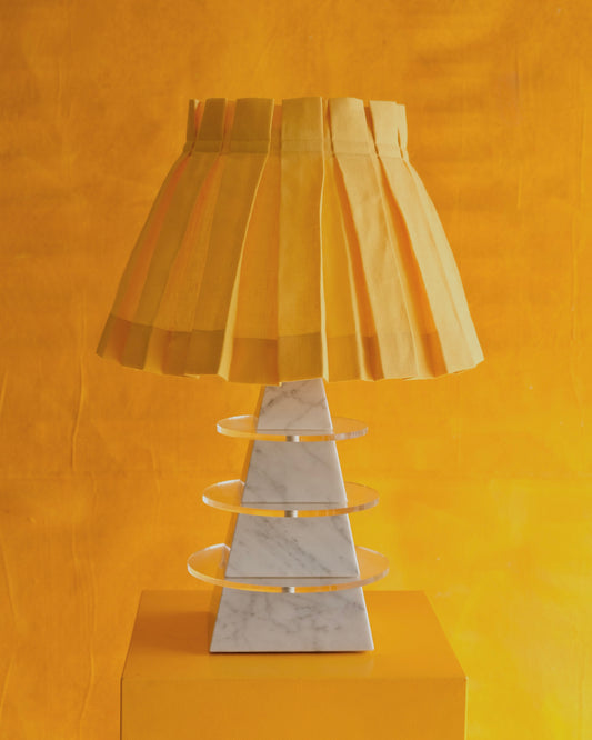 MARBLE & PLEXIGLASS DISC PYRAMID LAMP