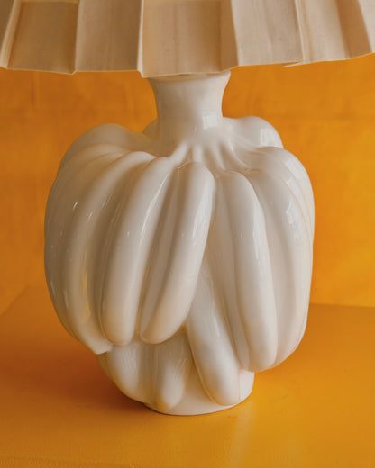 CERAMIC BANANA LAMP w. PLEATED LINEN SHADE