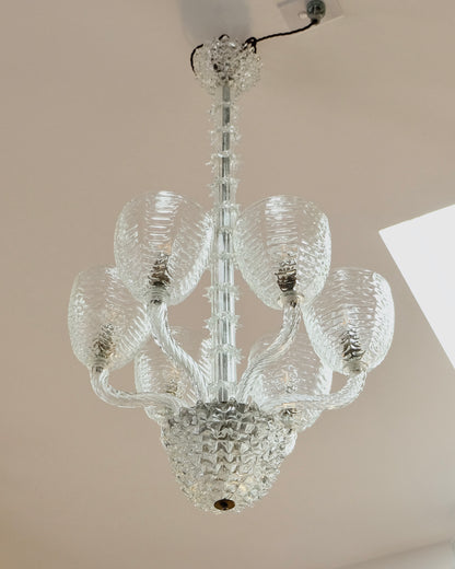 SIX ARMED ERCOLE & BAROVIER ROSTRATO GLASS PENDANT