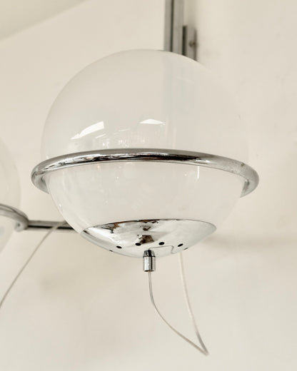SET OF EIGHT CHROME TWIN GLASS GLOBE CANDLE SCONCES