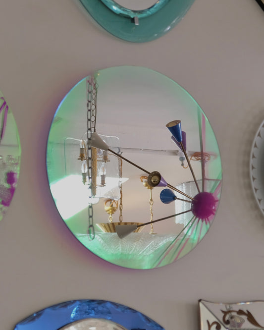 IRIDESCENT ROUND GLASS MIRROR