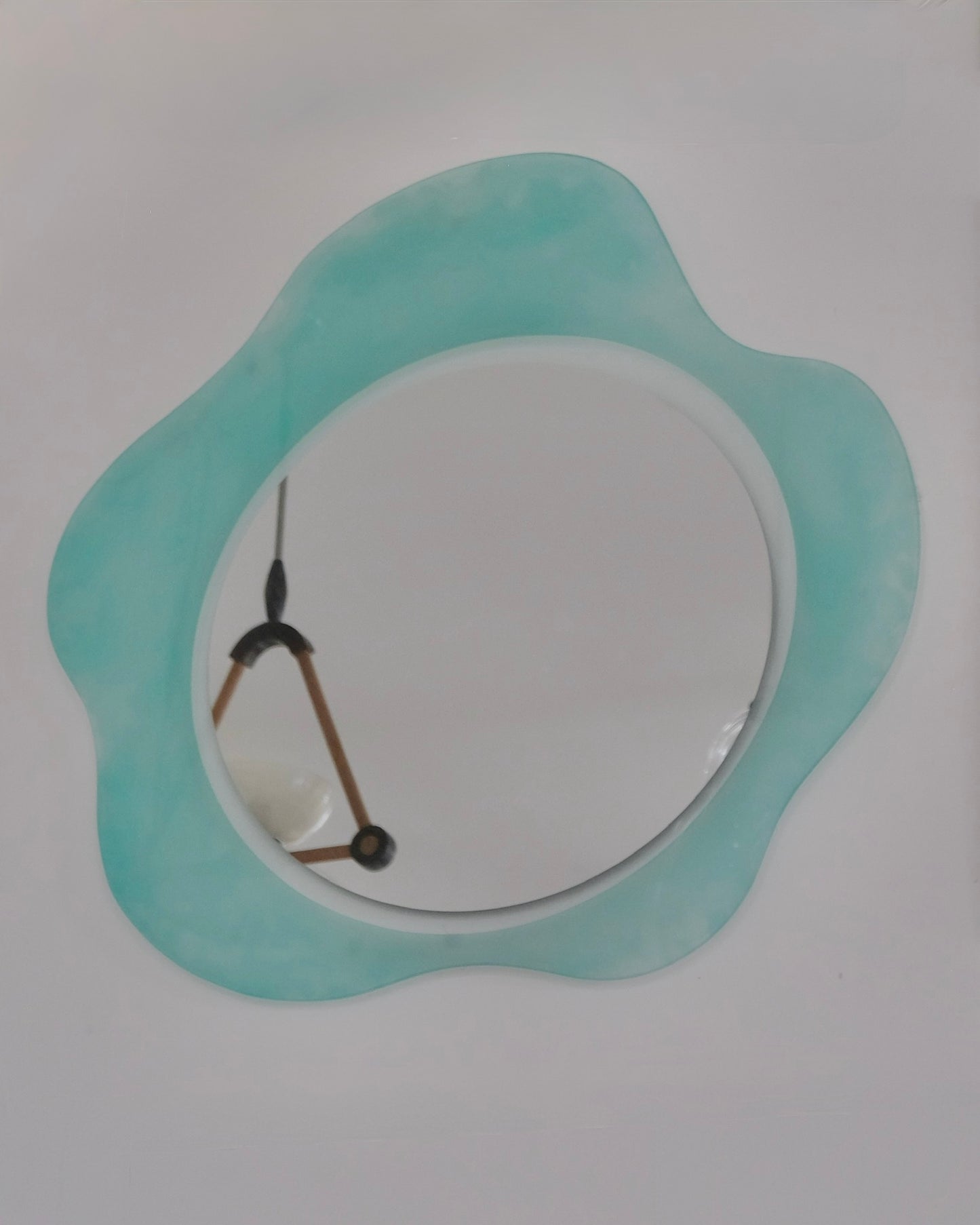 FROSTED ABSTRACT GREEN GLASS MIRROR