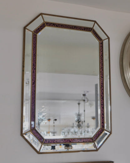 VENETIAN OCTAGONAL MIRROR w. TORTOISESHELL DETAIL