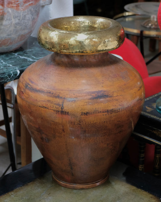 SPANISH HAMMERED BRASS URN
