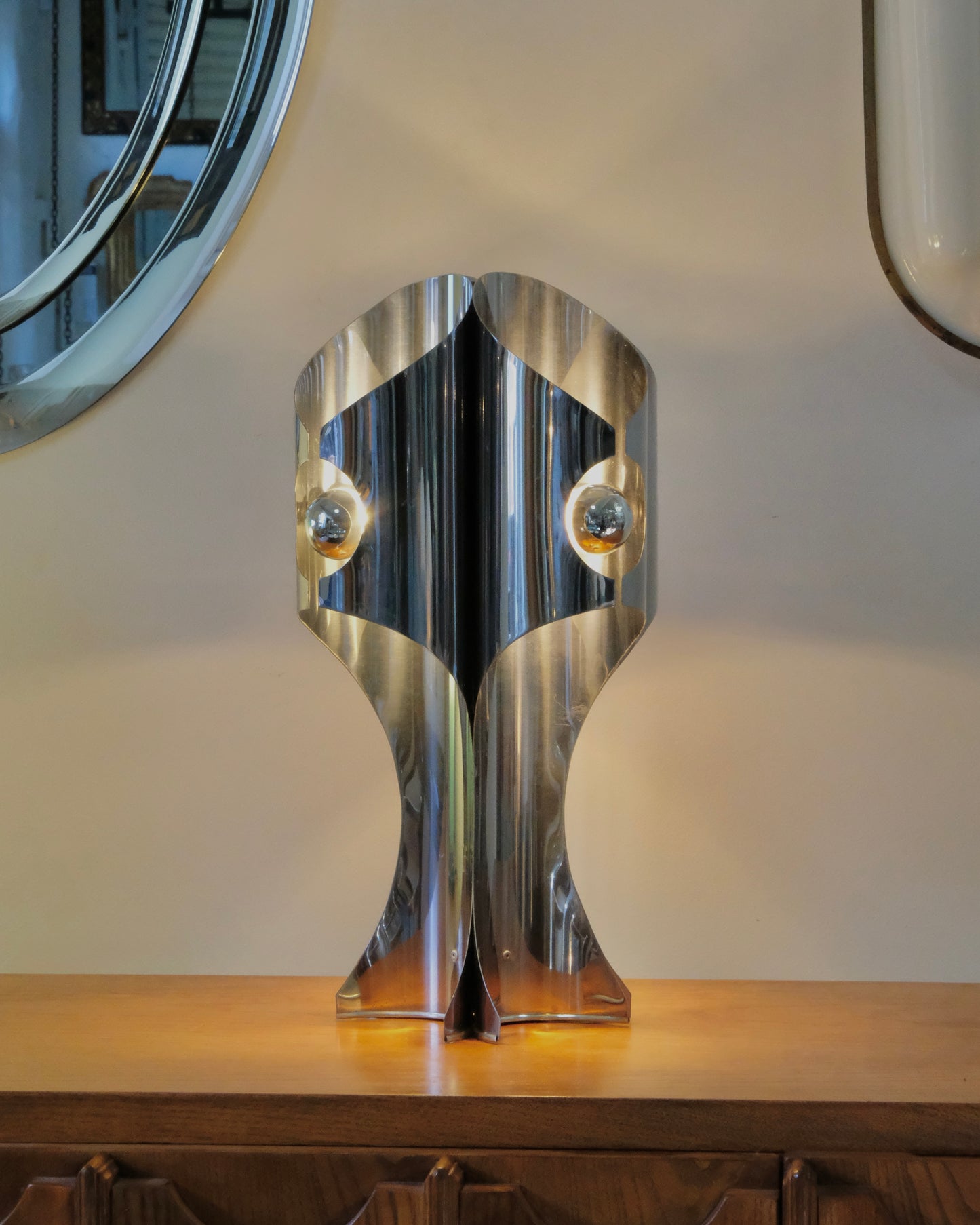 CURVED CHROME TABLE LAMPS