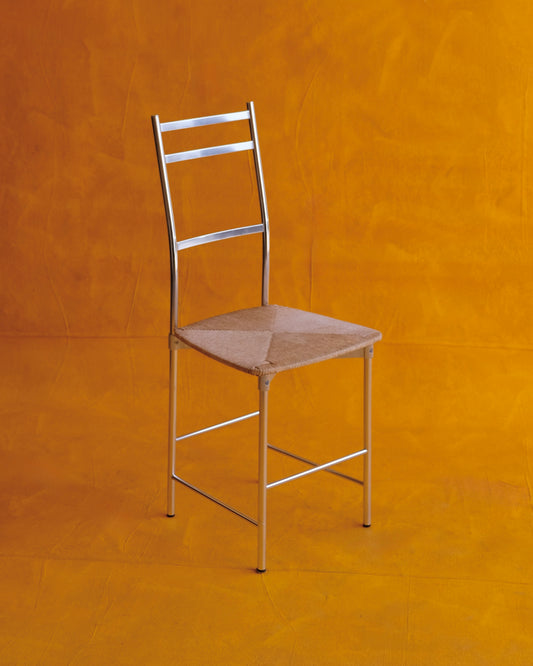 CHROME YCAMI DINING CHAIRS w. WOVEN SEAT