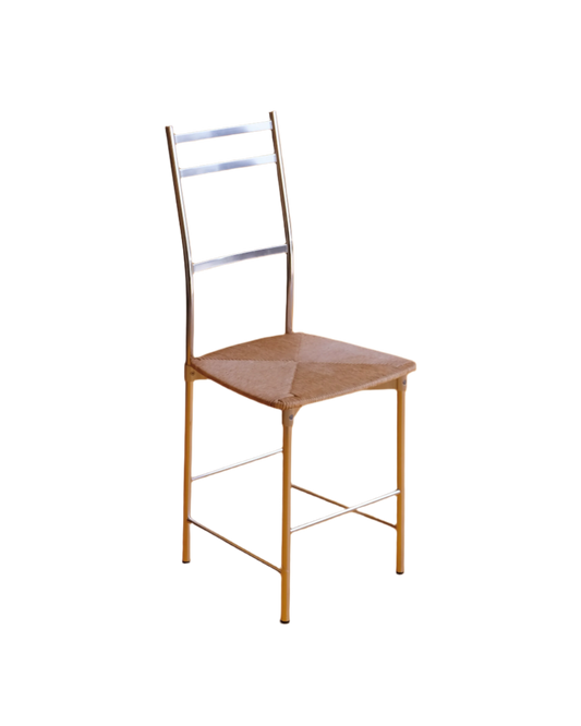 CHROME YCAMI DINING CHAIRS w. WOVEN SEAT