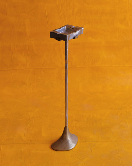 CAST ALUMINIUM & BRASS ASH TRAY w. STAND