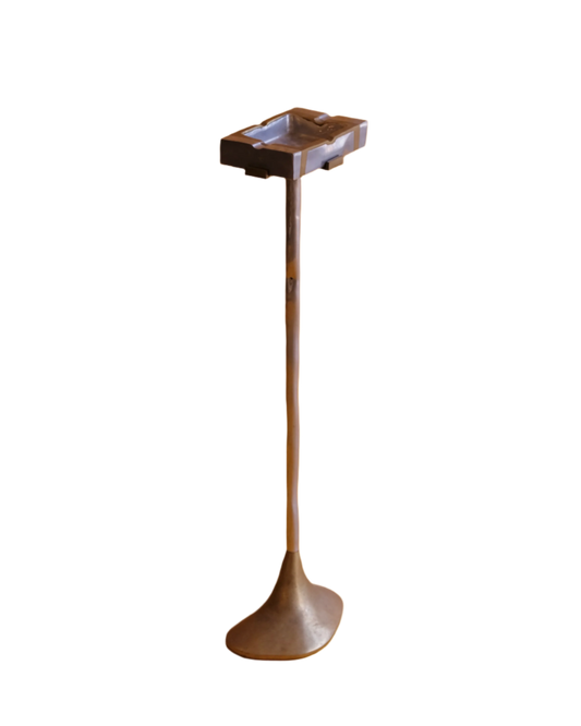 CAST ALUMINIUM & BRASS ASH TRAY w. STAND
