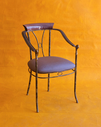 SPANISH MARBLED STEEL ARMCHAIRS