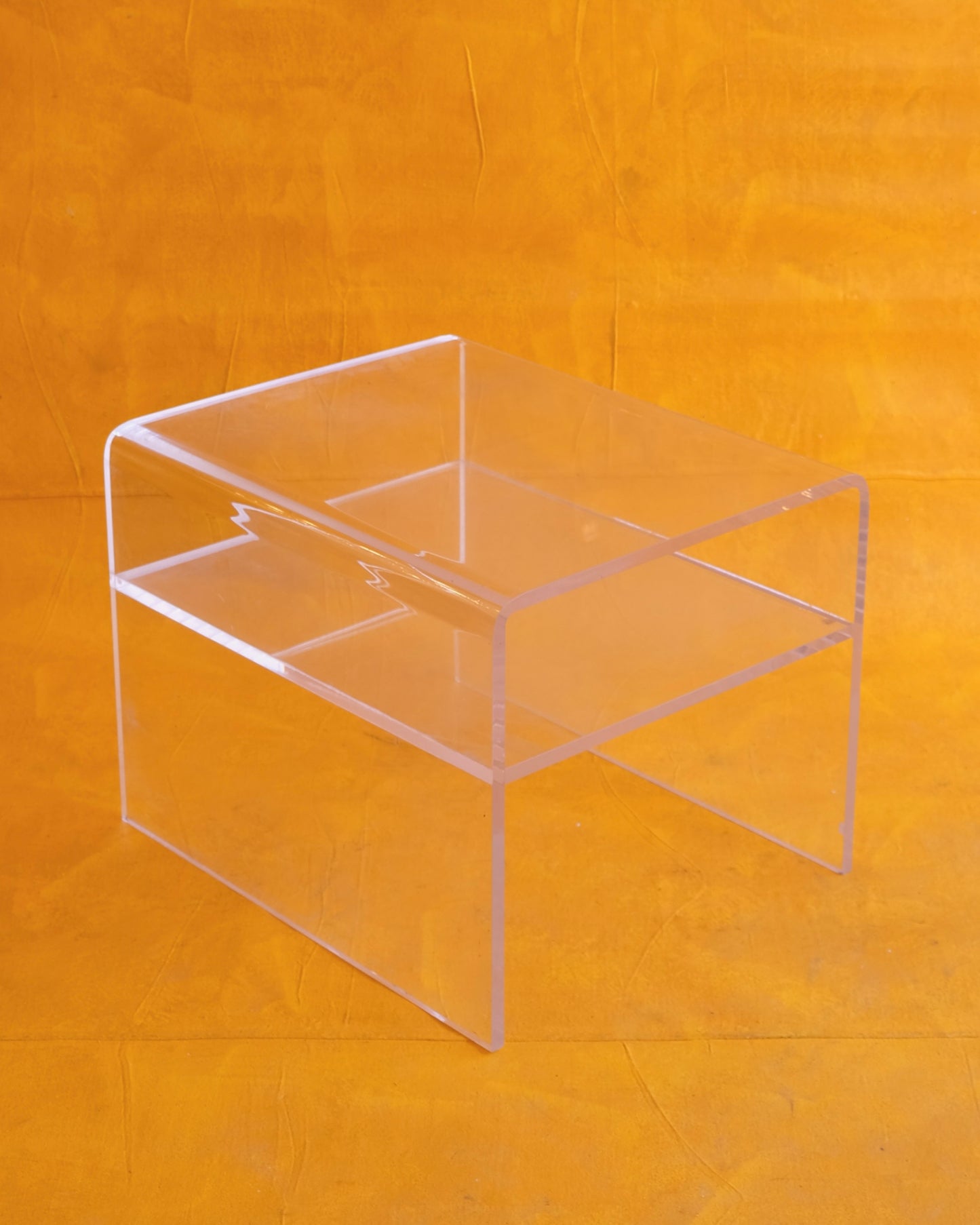 CLEAR PLEXIGLASS BEDSIDE TABLE