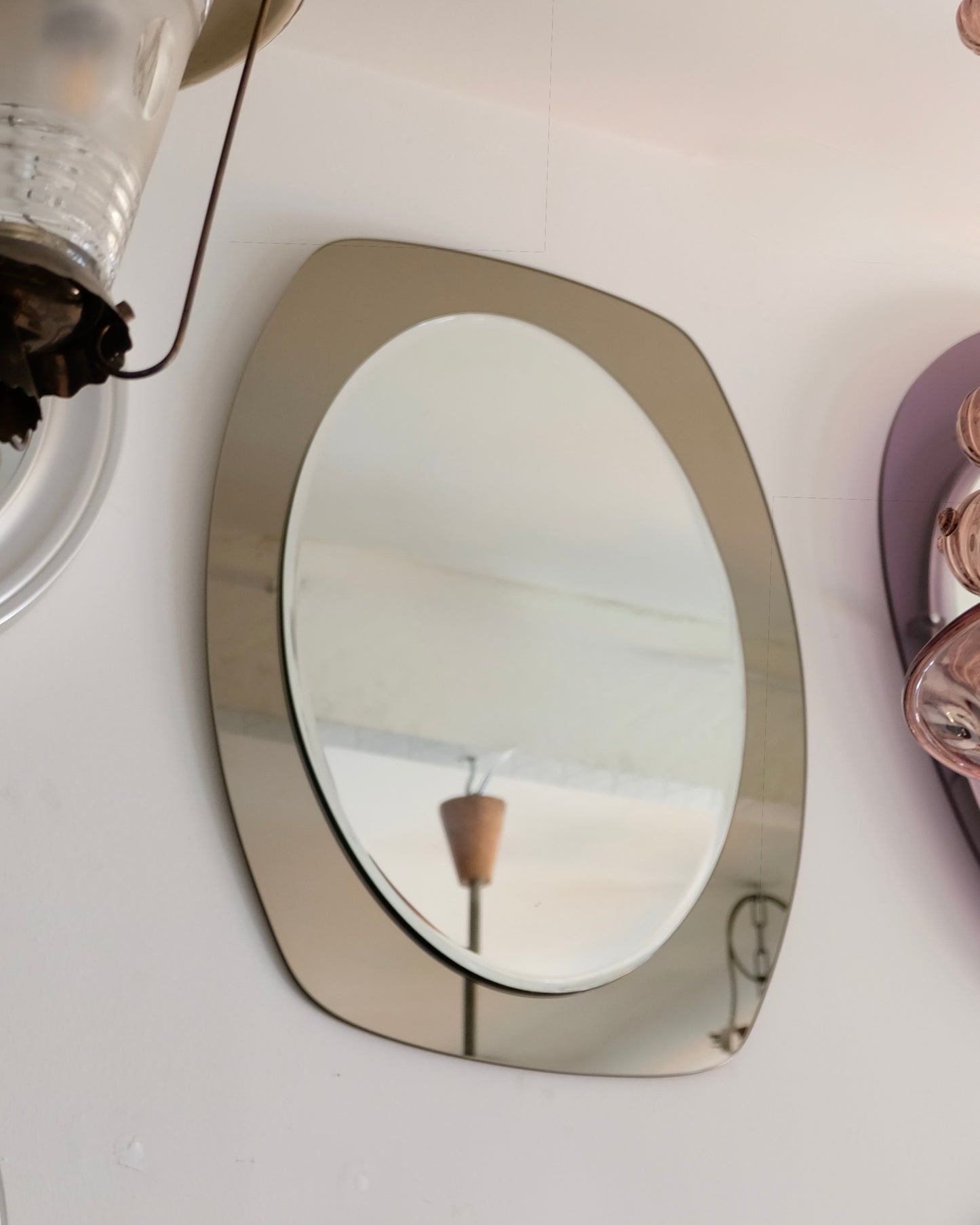 GREY GLASS CURVED FRAME MIRROR