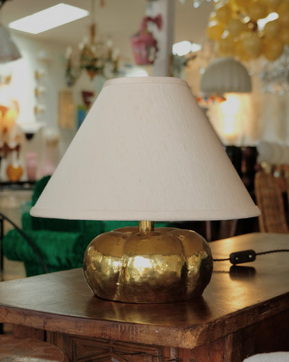PAIR OF PETITE BRASS LAMPS w. TAPERED SHADE