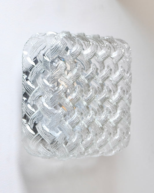 PAIR OF SQUARE WOVEN GLASS SCONCE