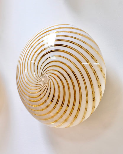 TRIO OF AMBER SWIRL MURANO GLASS SCONCES