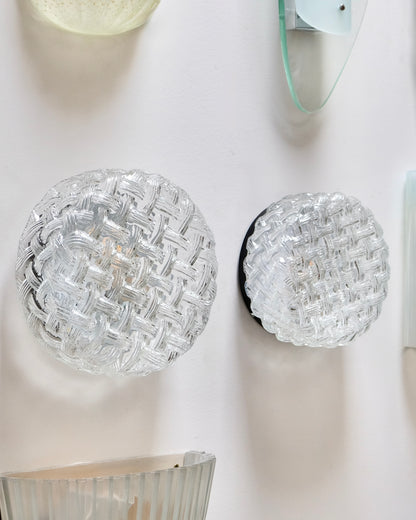 SMALL CROSS HATCH WOVEN GLASS SCONCE