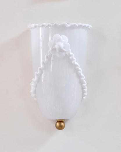FLORAL MURANO GLASS WHITE RIBBON SCONCE