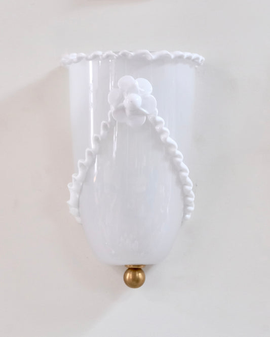 FLORAL MURANO GLASS WHITE RIBBON SCONCE