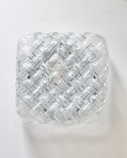 PAIR OF SQUARE WOVEN GLASS SCONCE