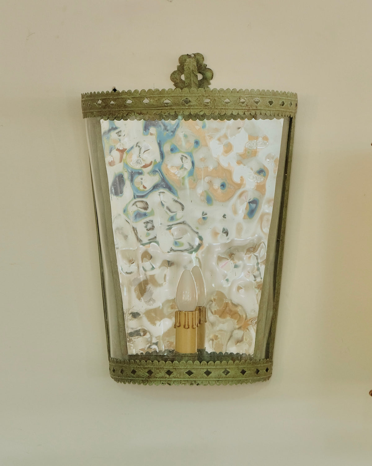 TOLEWARE MIRROR WALL LANTERN w. PATINATION FINISH