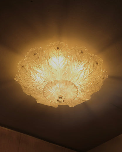 MURANO GLASS TEXTURED LEAF FLUSH MOUNT