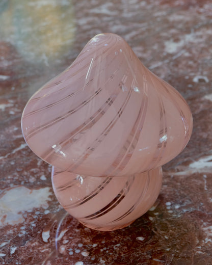 PINK SWIRL MURANO GLASS MUSHROOM LAMP