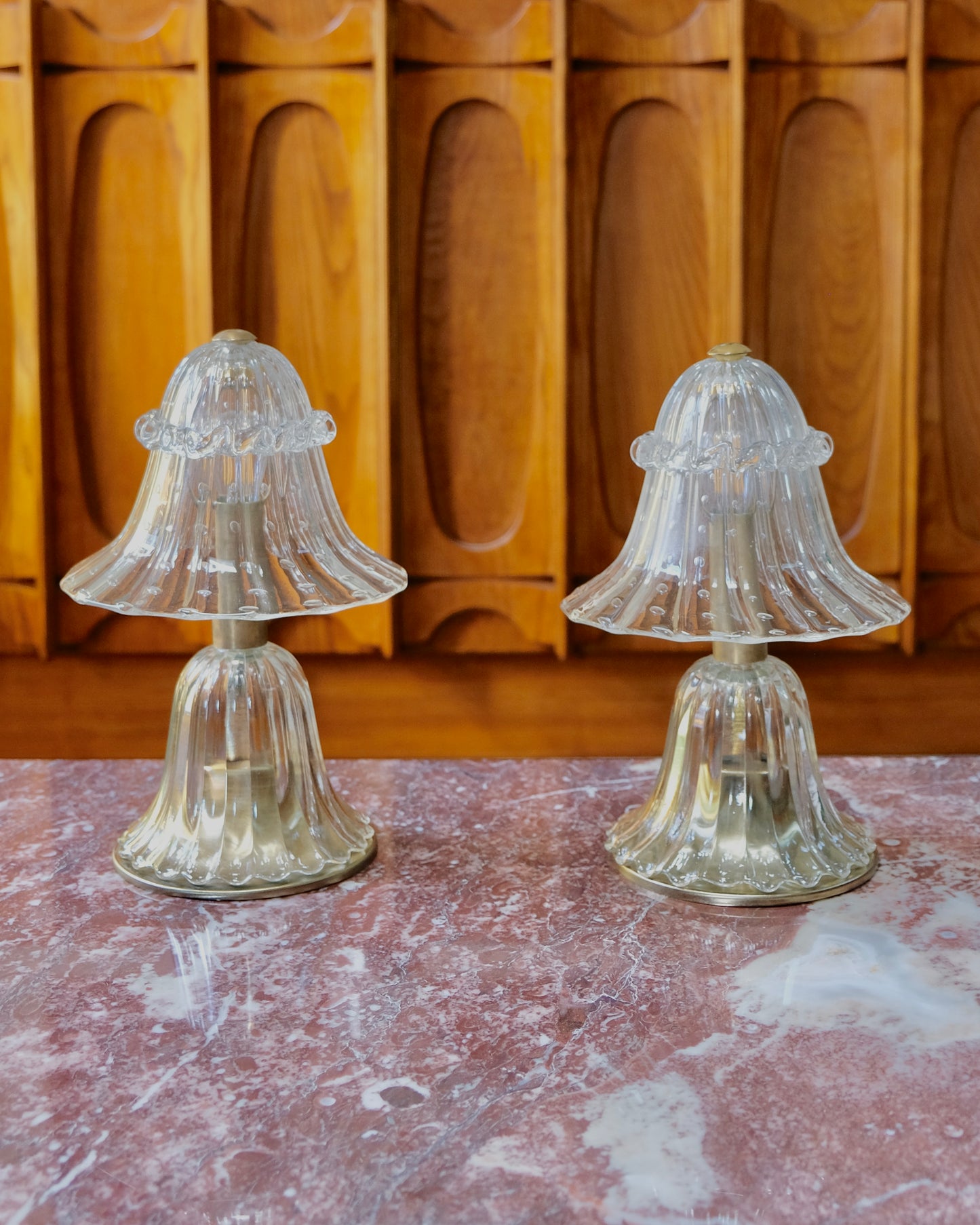 ERCOLE BAROVIER SEEDED MURANO GLASS TABLE LAMPS
