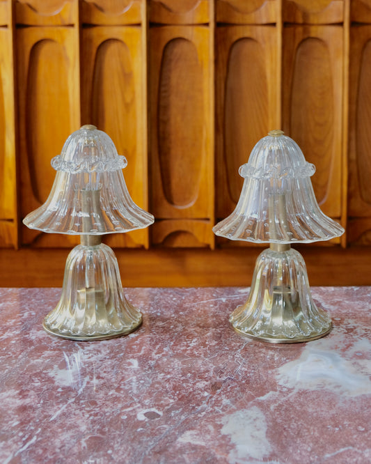 ERCOLE BAROVIER SEEDED MURANO GLASS TABLE LAMPS