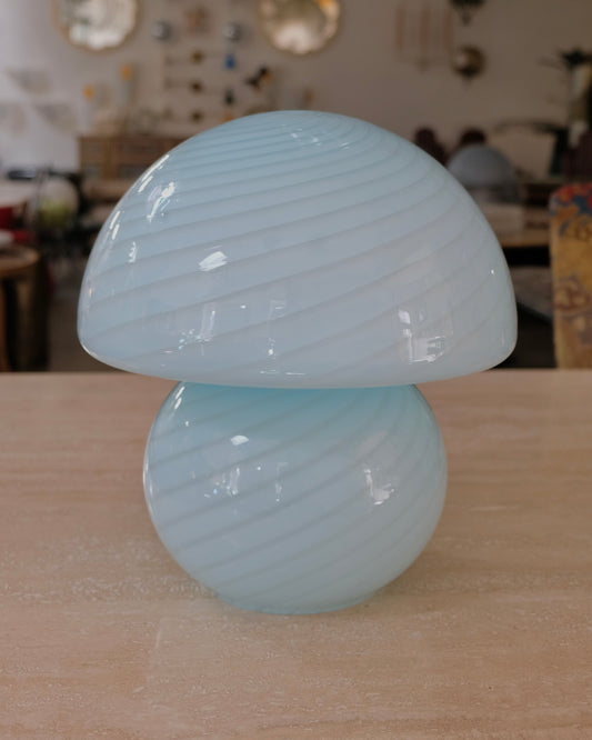 BLUE MURANO GLASS STRIPE MUSHROOM LAMP