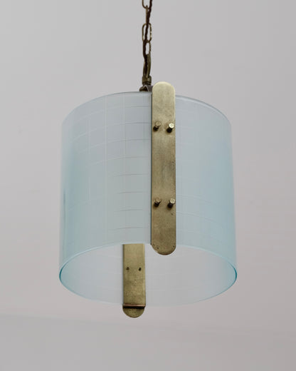 CROSS HATCH BRASS LINED PENDANT