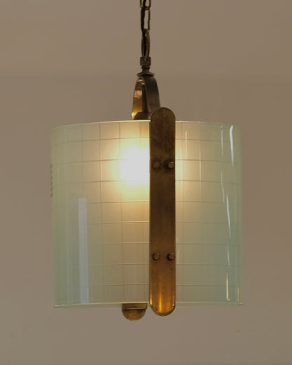 CROSS HATCH BRASS LINED PENDANT