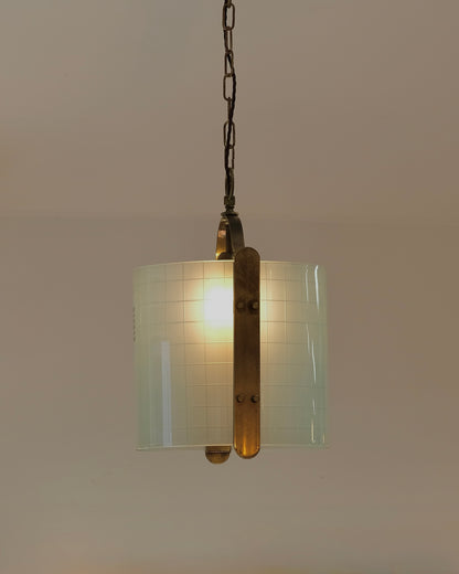 CROSS HATCH BRASS LINED PENDANT