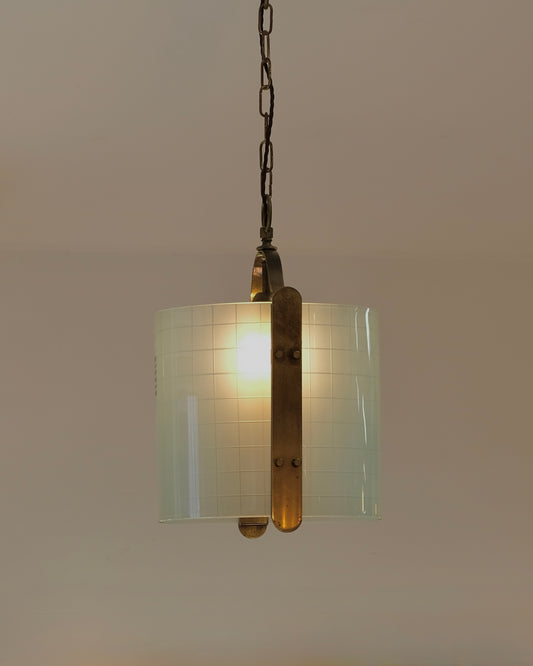 CROSS HATCH BRASS LINED PENDANT